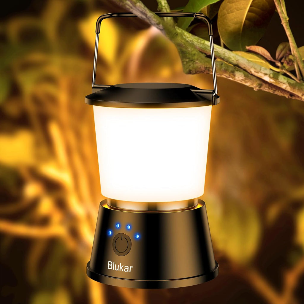 Blukar LED Campinglampe 2000 lm Aufladbar, Stufenlos dimmbar, 5 Modi