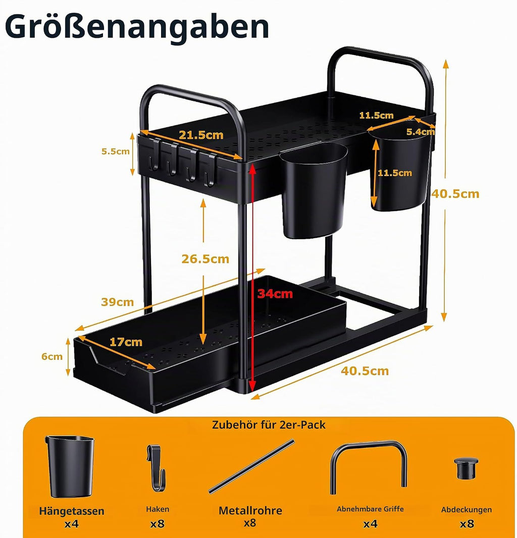 Unterwaschbecken Organizer 2 Etagen Kuechenregal Schwarz