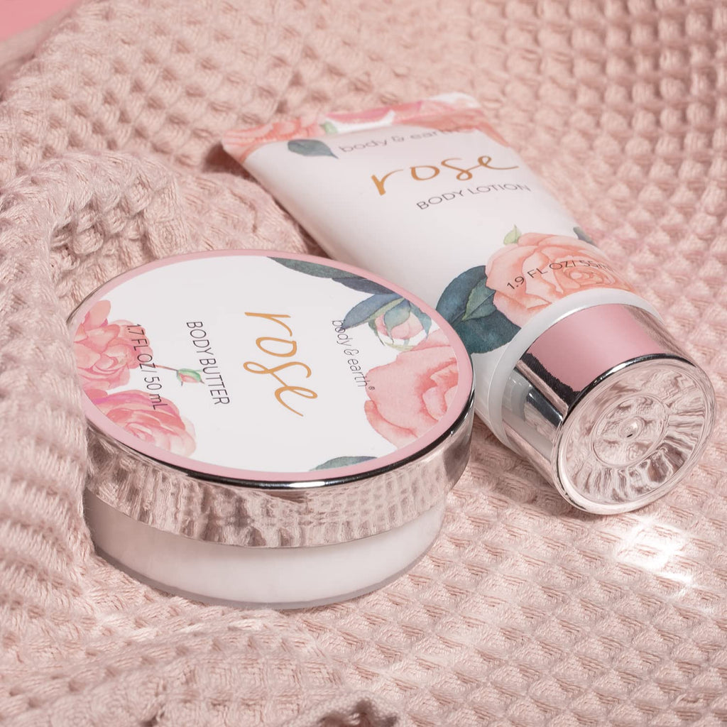 BODY & EARTH Geschenkbox Frauen 5-teilig Rose Geburtstagsgeschenk Freundin