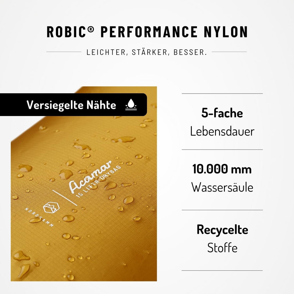 NORDKAMM Dry Bag // wasserdichter Packsack ROBIC® Nylon 10000 mm