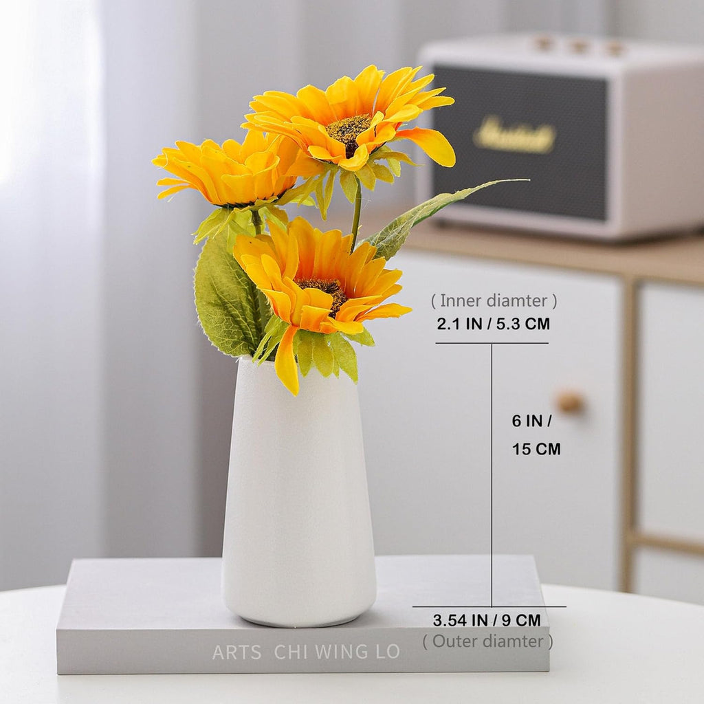 Keramikvase 15 cm Weiss - Minimalistische Blumen- und Pampasgrasvase