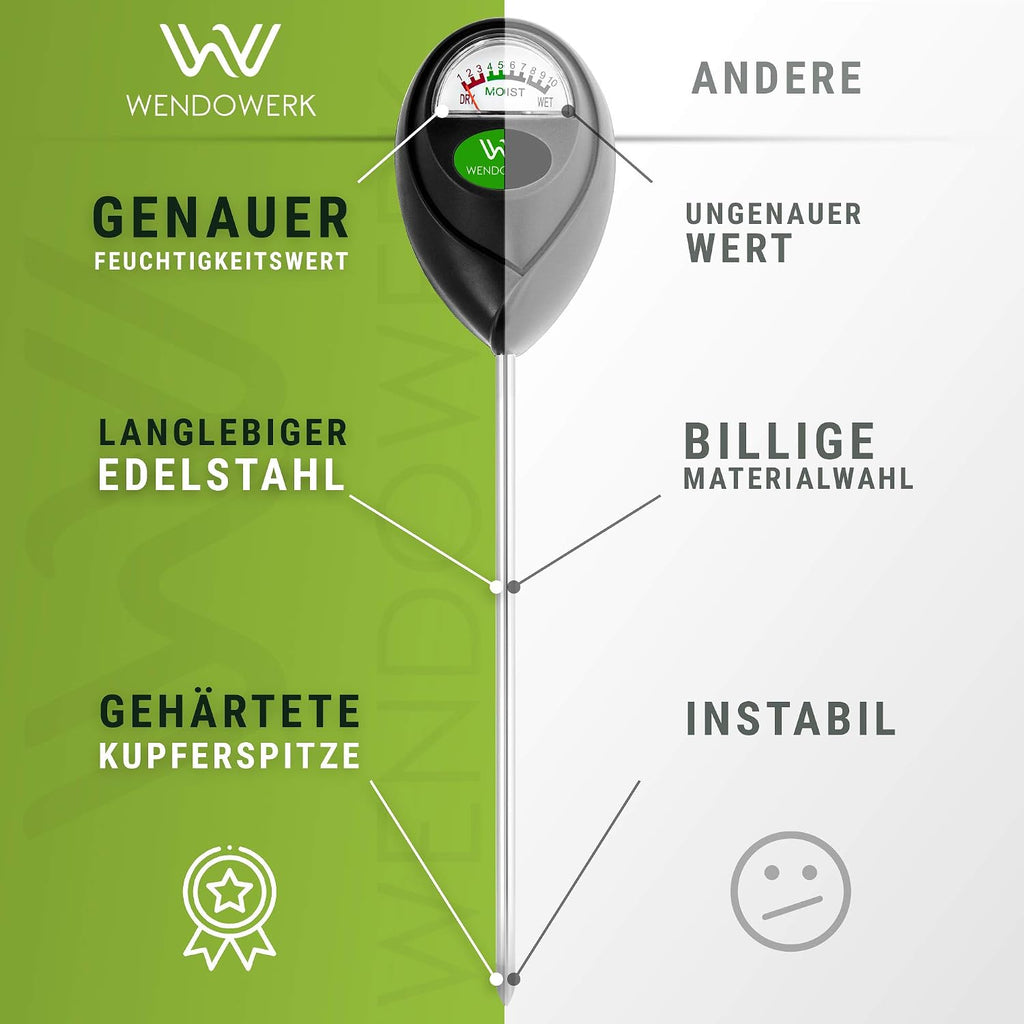 Wendowerk Bodenfeuchtemesser Pflanze gruen/schwarz ohne Batterie Analoger Tester
