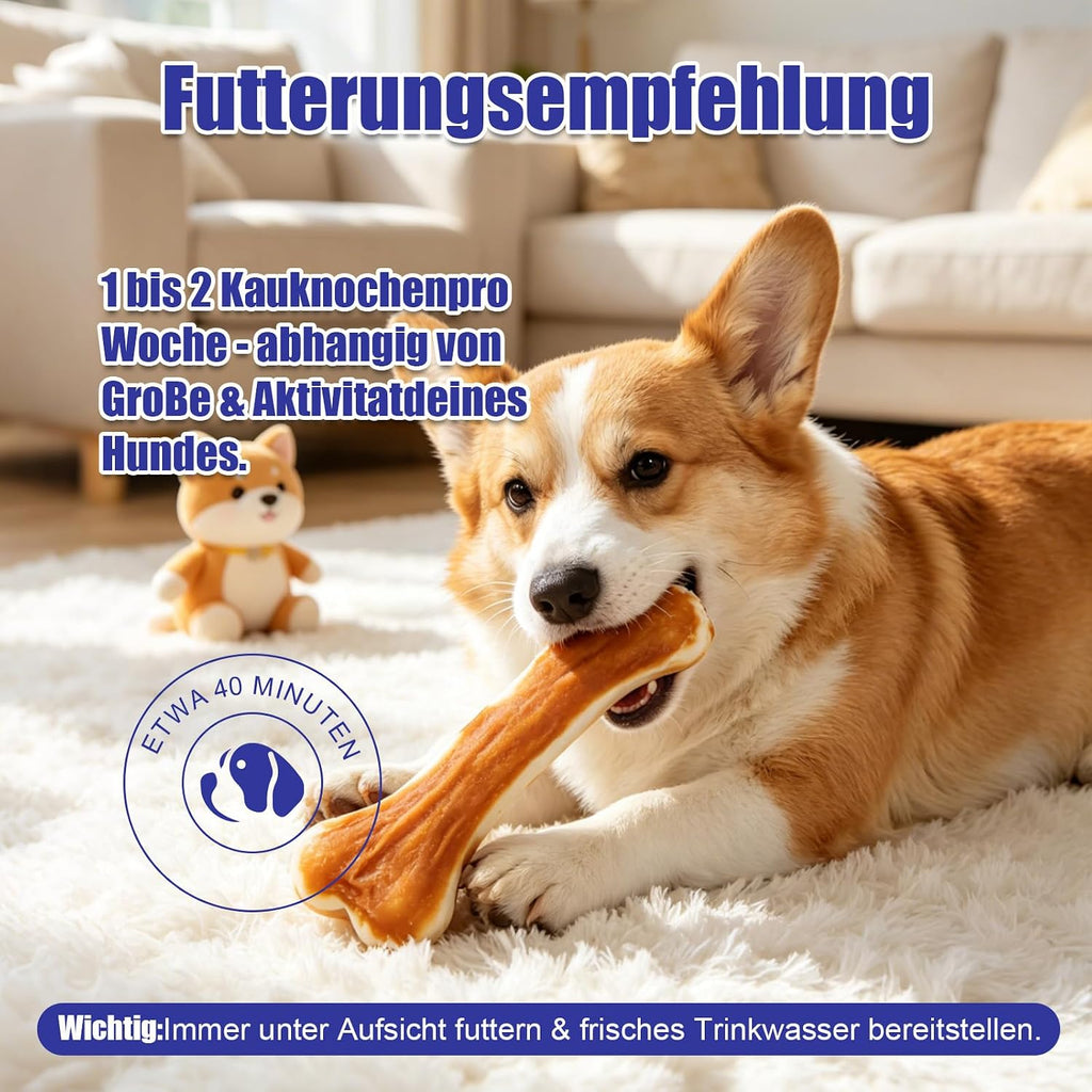 Kauknochen Hund Huhn 5x10 cm Zahnpflege Kaustangen Rinderhaut 60% Protein