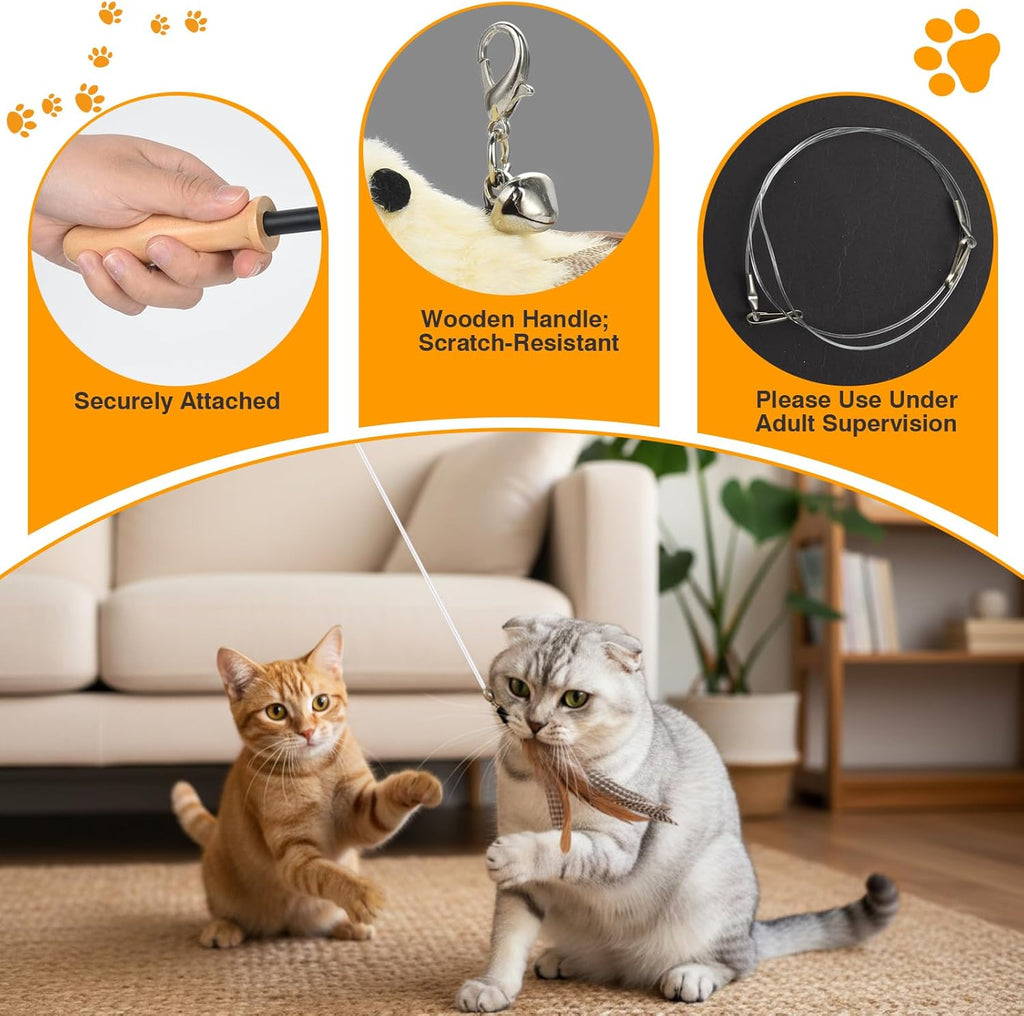 Otraki Katzenangel 110 cm mit Federn und Glocke Katzenspielzeug