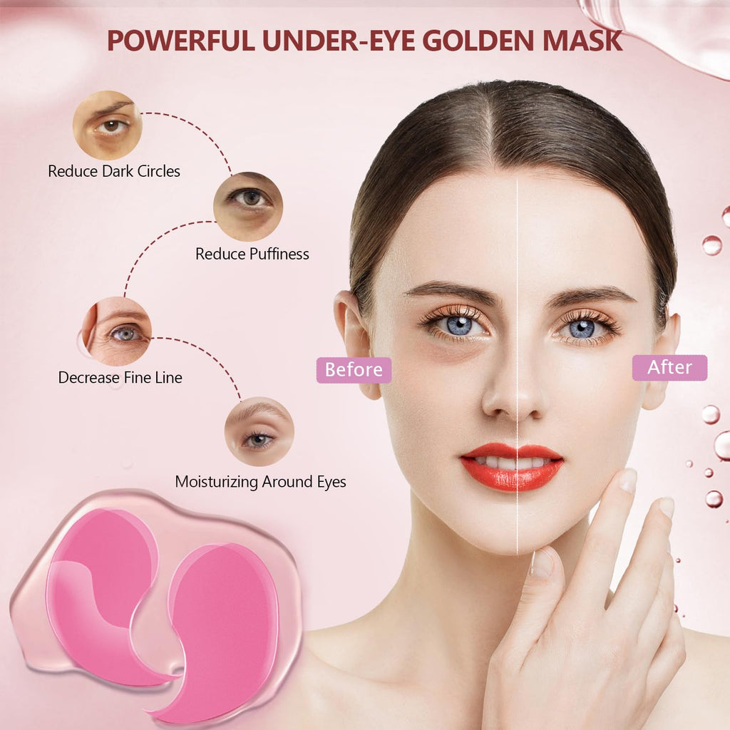Kollagen Augenpads 60 Stueck Pink mit Hyaluron Feuchtigkeit Anti-Aging