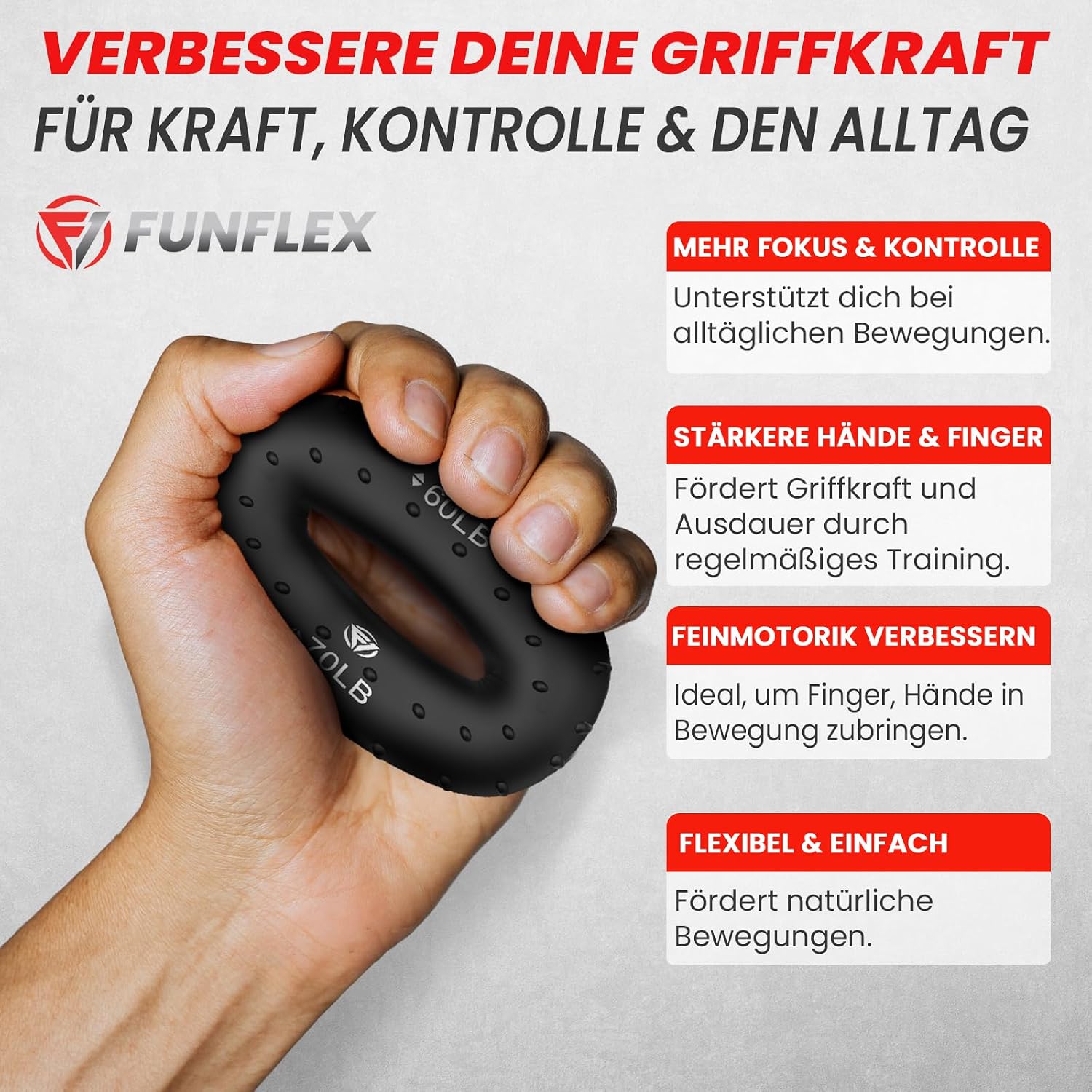 Funflex Griffkraft Trainer Set: Handtrainer Fingertrainer Fingerstrecker Unterar