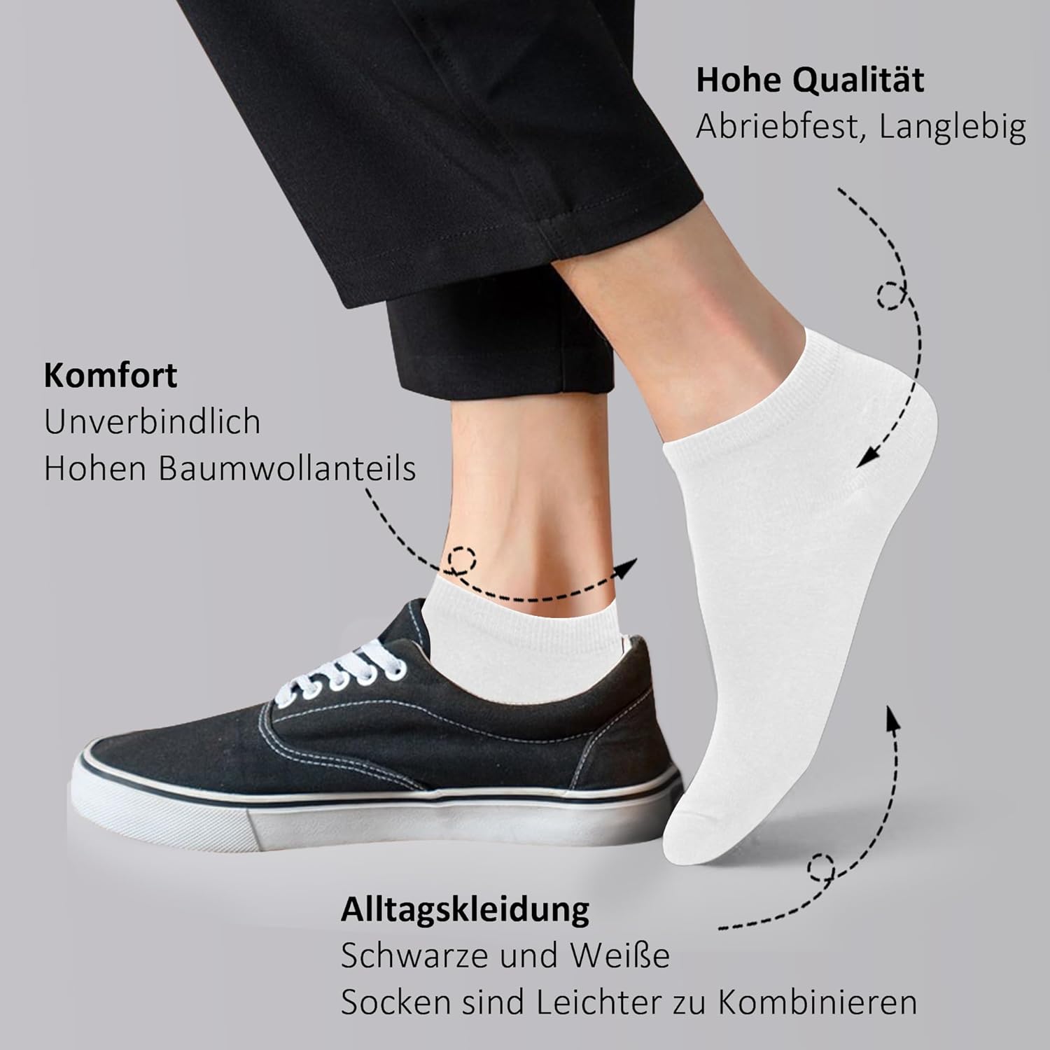 12 Paar Sneakersocken Kurz Unisex Baumwolle Groessen