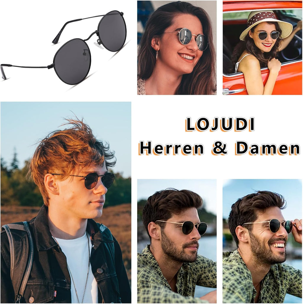 Retro Sonnenbrille rund UV400 polarisiert Herren Damen Vintage Unisex