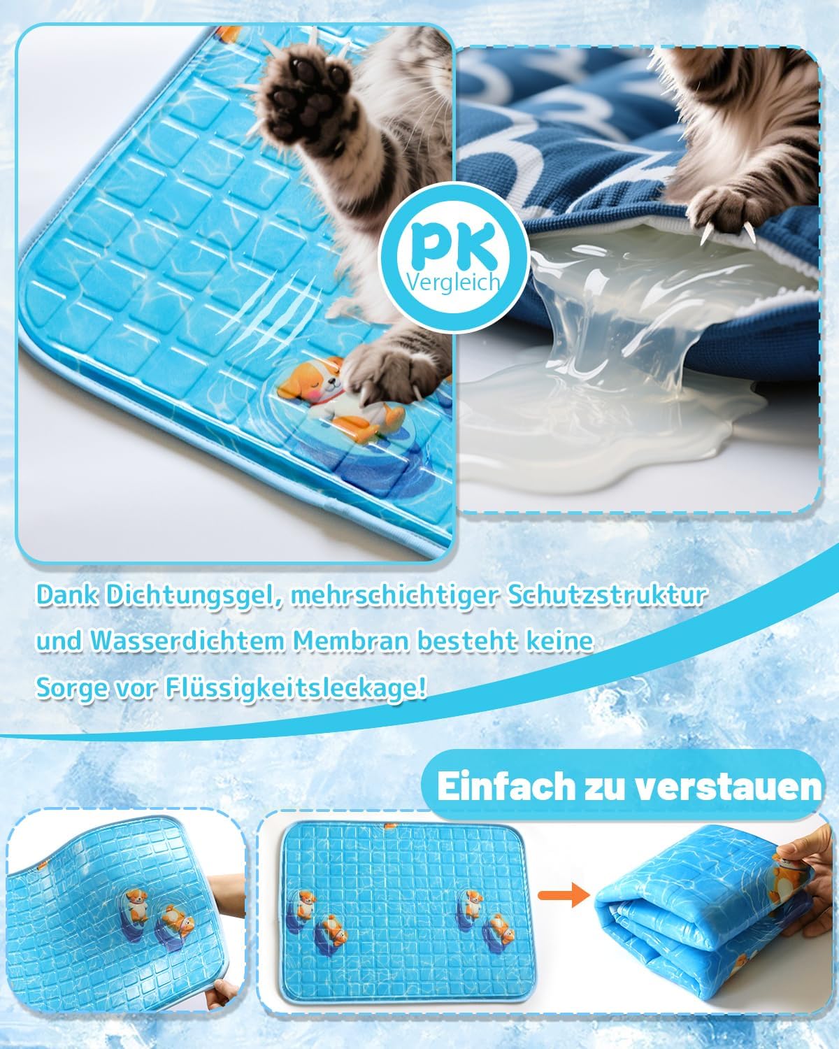 Hundekuehlmatte 60x90 cm selbstkuehlend waschbar und krallenfest