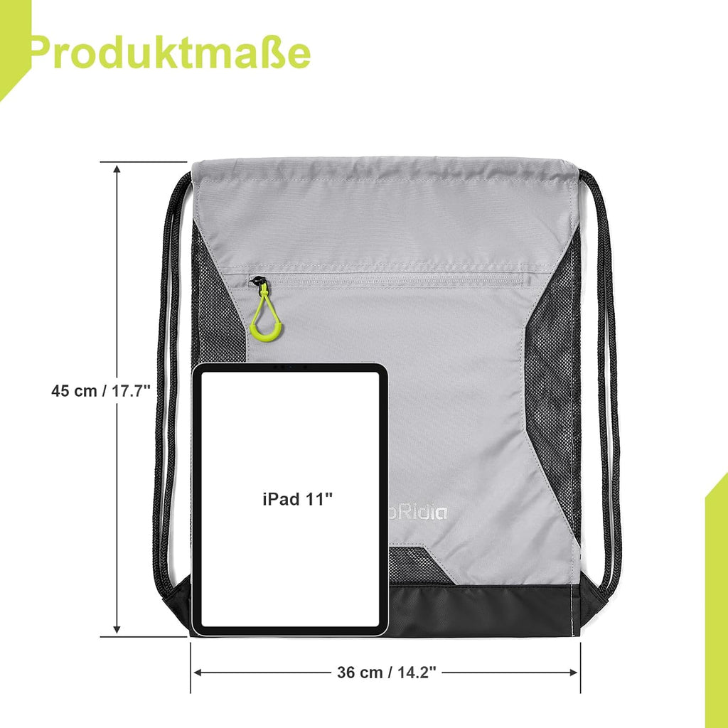Sportbeutel Turnbeutel 36x45x7 cm Unisex Rucksackbeutel Schwarz/Grau/Gruen