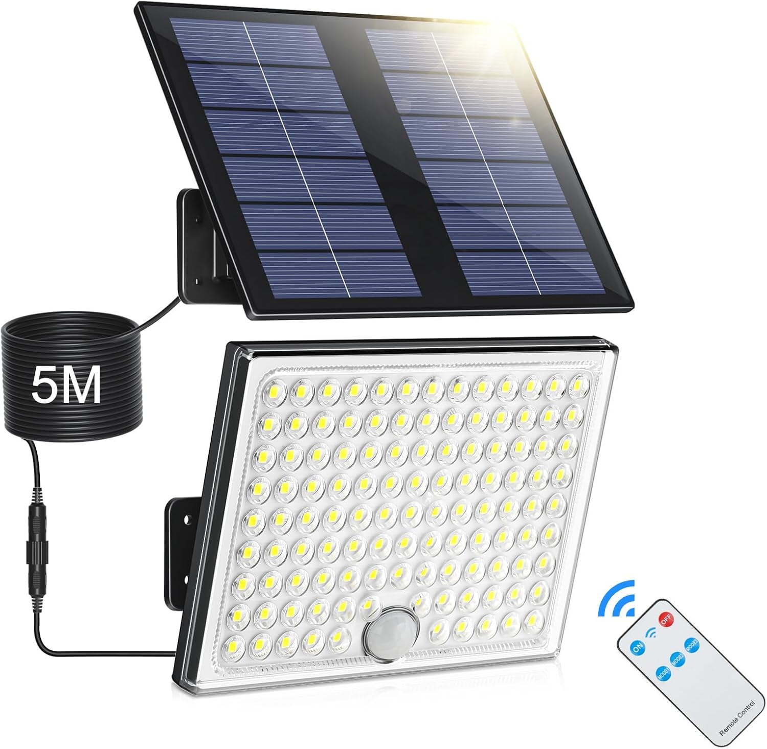 Realky Solar-Aussenlampe mit Bewegungsmelder, IP65, Fernbedienung, 5m Kabel