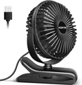 HONYIN Mini Ventilator mit Clip 720° drehbar USB 3 Stufen starke Klammer