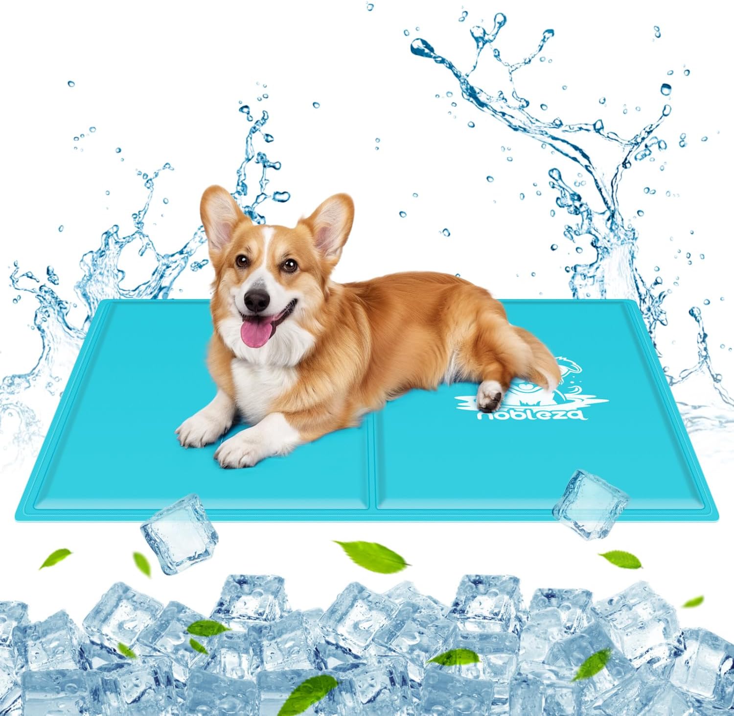 Nobleza Kuehlmatte fuer Hunde 65×50 cm Gel 2cm-80cm Hellblau selbstkuehlend