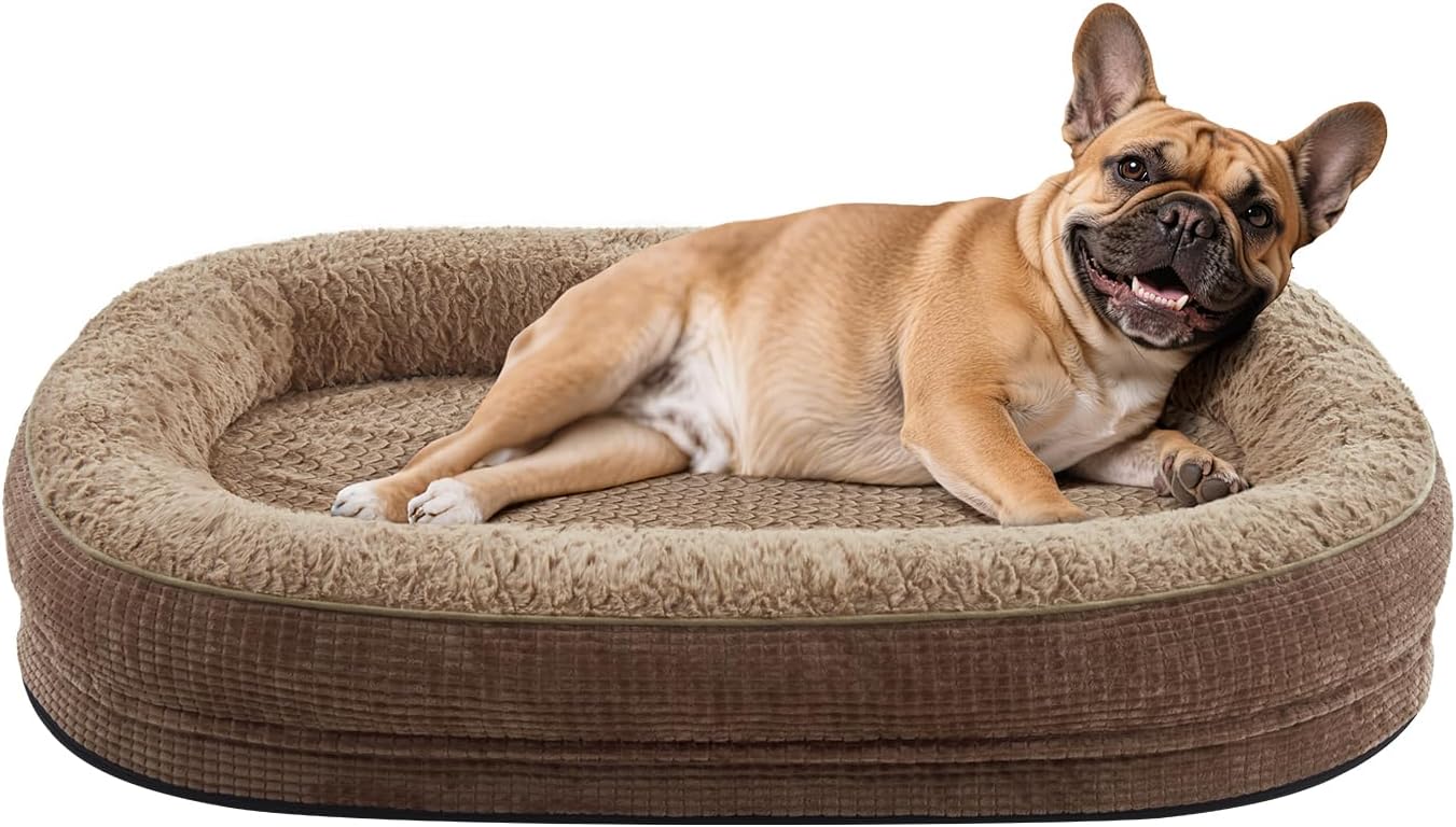 Orthopaedisches Hundebett mit Nackenrolle fuer mittelgrosse Hunde 15cm-19cm