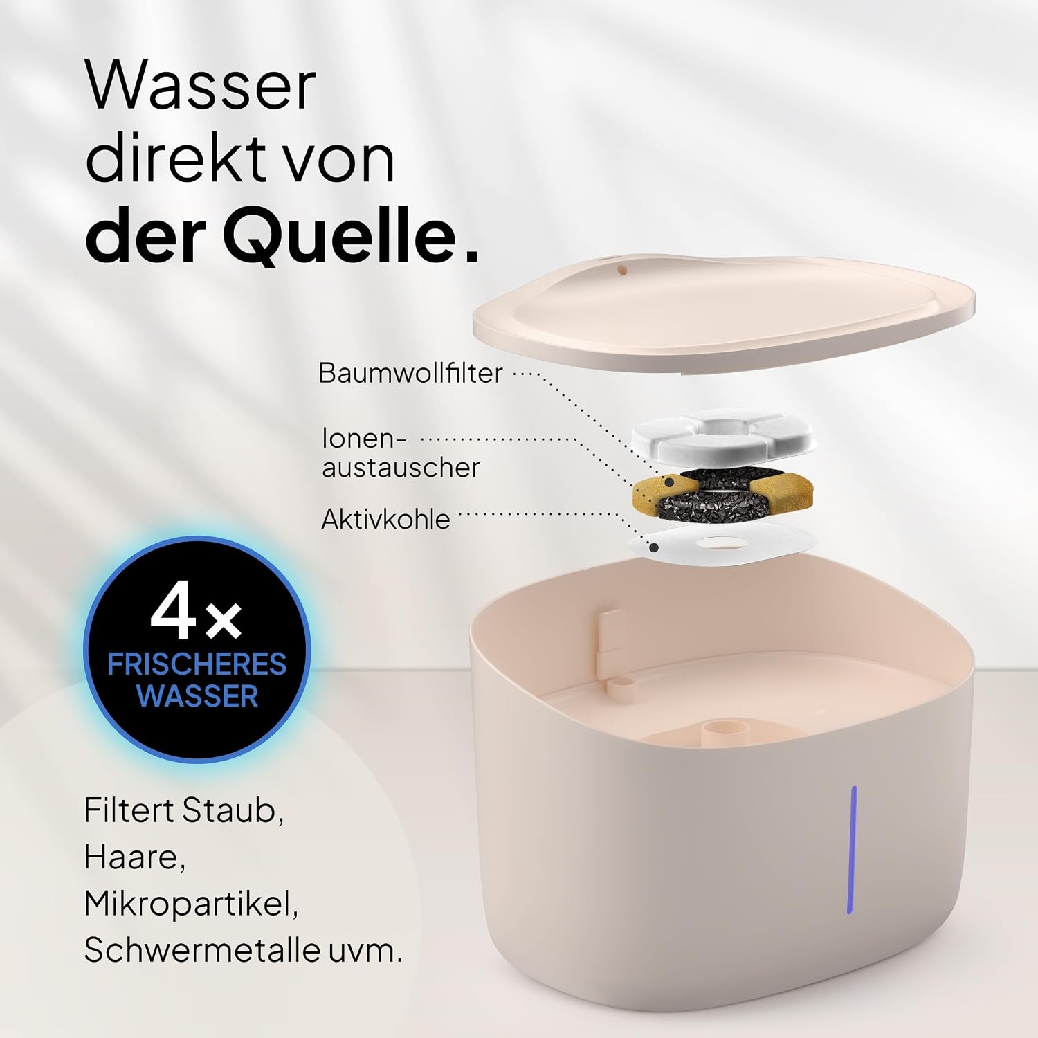 Pretty Paw Trinkbrunnen fuer Hunde leise BPA-frei mit Filter & LED