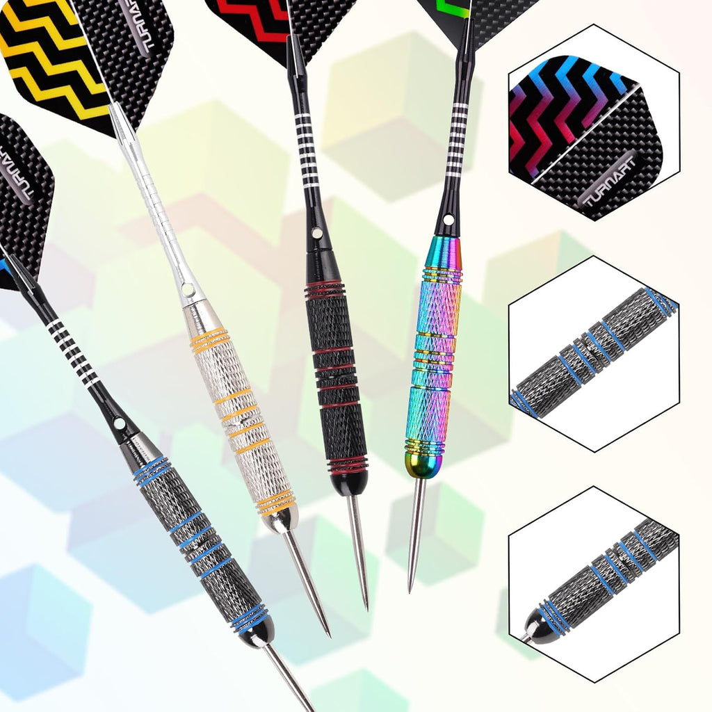 Turnart Steeldarts 12er Set Profi Dartpfeile Metallspitze