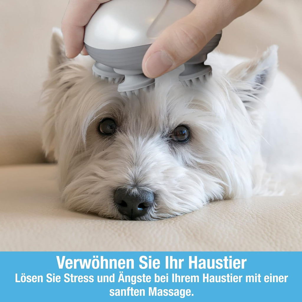 Elektrische Massagebürste für Hund und Katze mit 4 rotierenden Köpfen