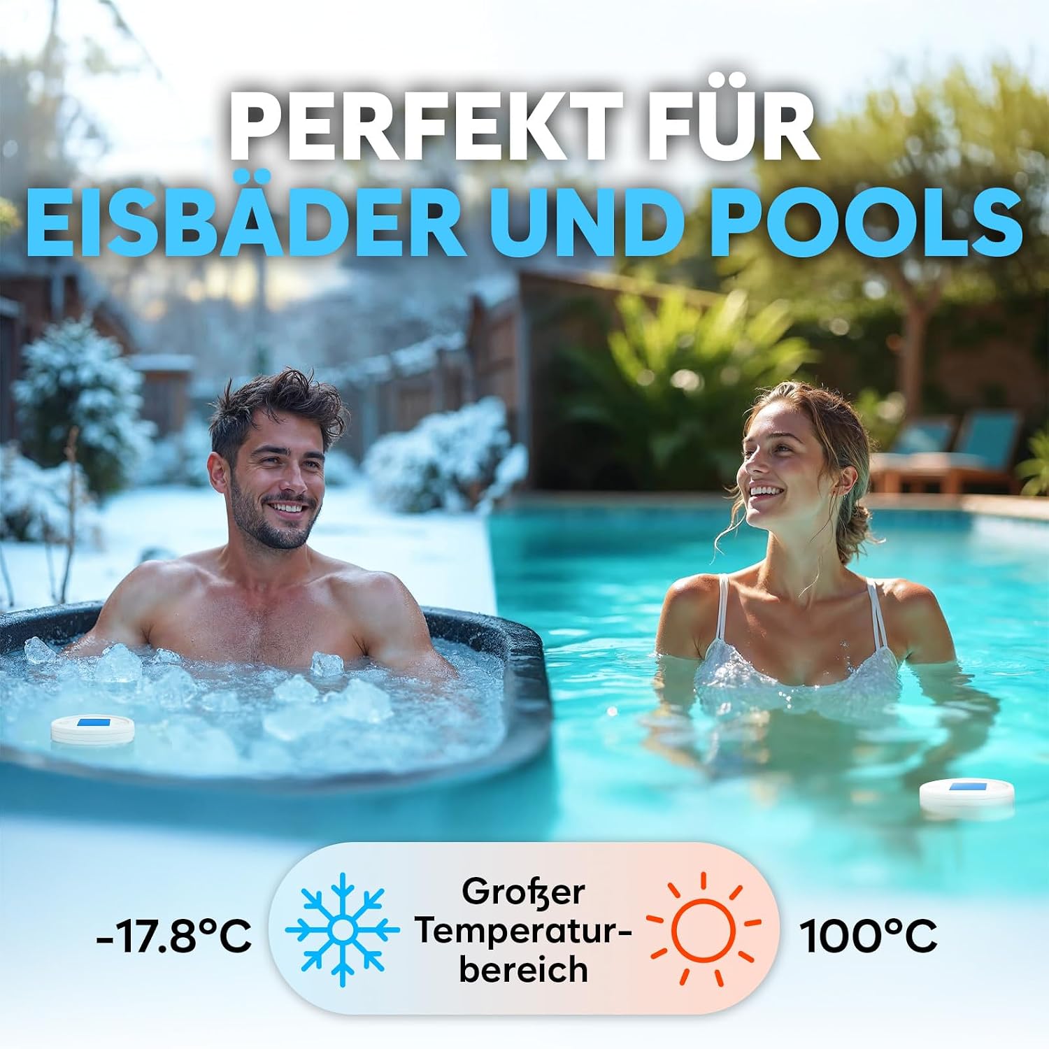 Schwimmendes Poolthermometer wasserdicht mit Timer fuer Pool Spa Whirlpool