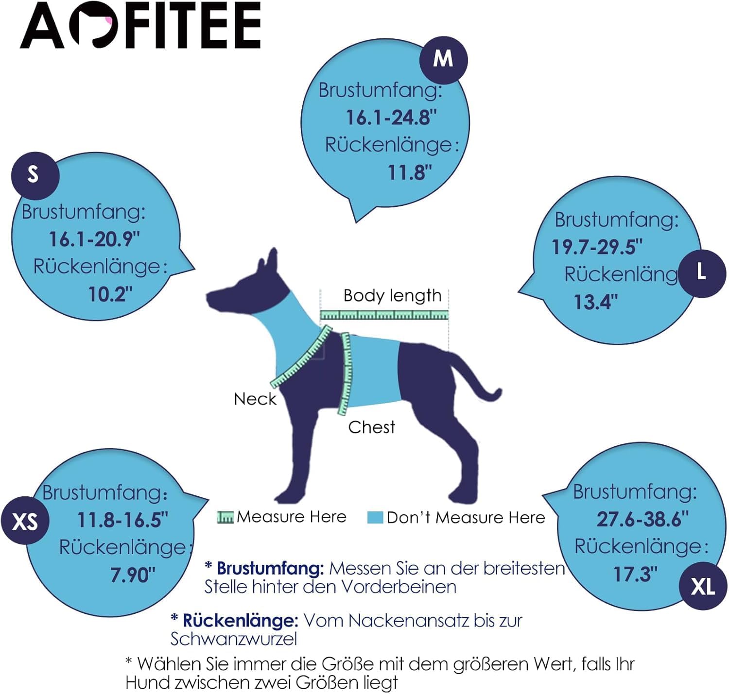 AOFITEE Hundeschwimmweste klein verstellbar mit Griff Ripstop Blau S