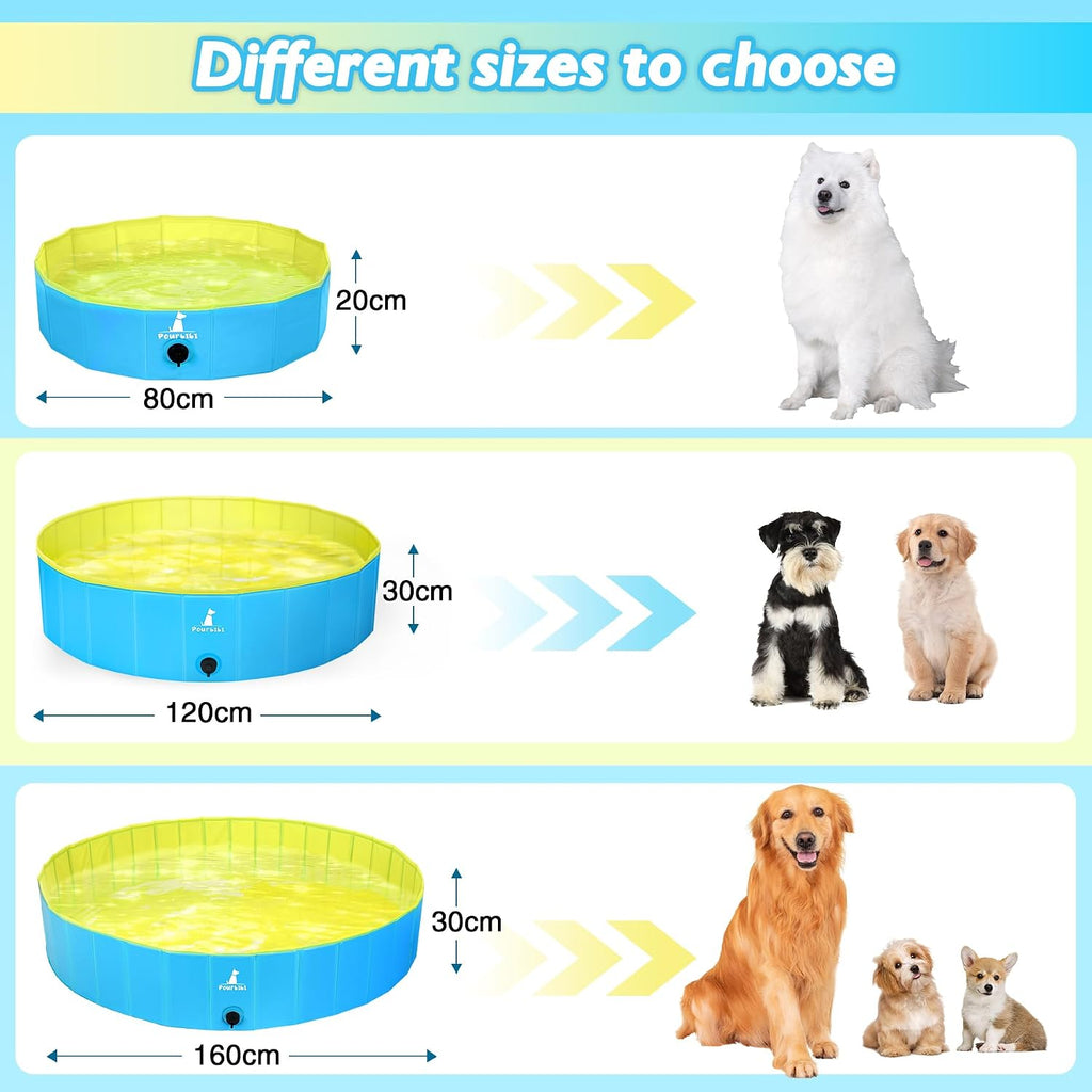 Pourbibi Hundepool 120 x 30 cm faltbares Planschbecken rutschfest fuer grosse Hund