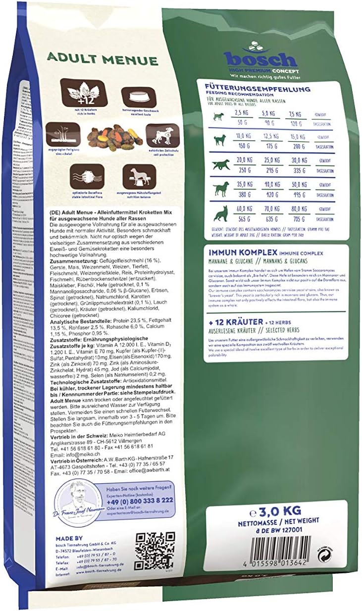 bosch HPC Adult Menü Kroketten-Mix Hundefutter für ausgewachsene Hunde