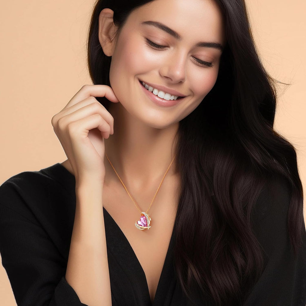 CDE Damen Halskette Roségold Herz Anhaenger Schmuck Geschenk