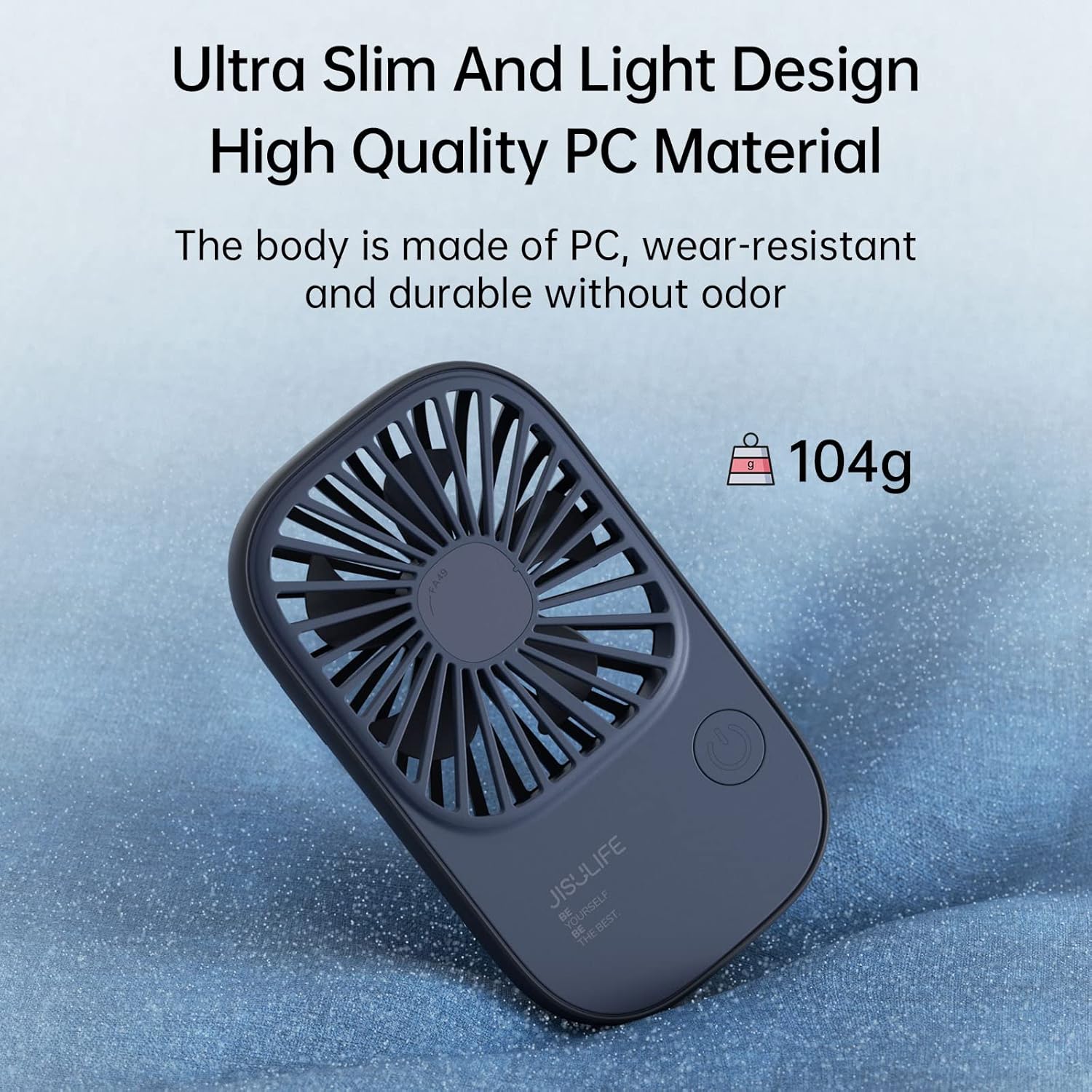 JISULIFE tragbarer USB-Ventilator 3 Stufen wiederaufladbar blau Reise