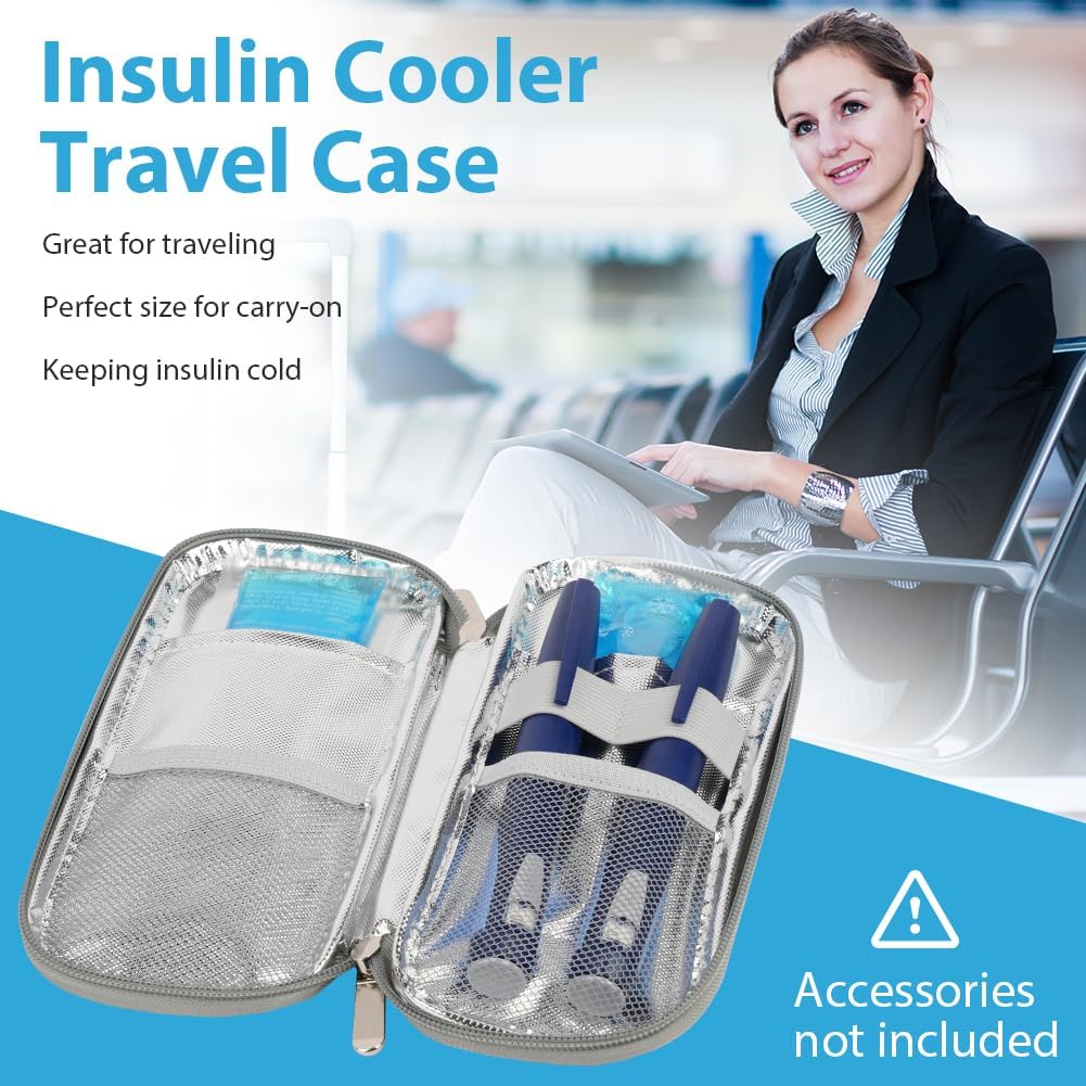 ACWOO Insulin Kuehltasche mit 2 Kuehlakkus, Tasche fuer Insulinpens Schwarz