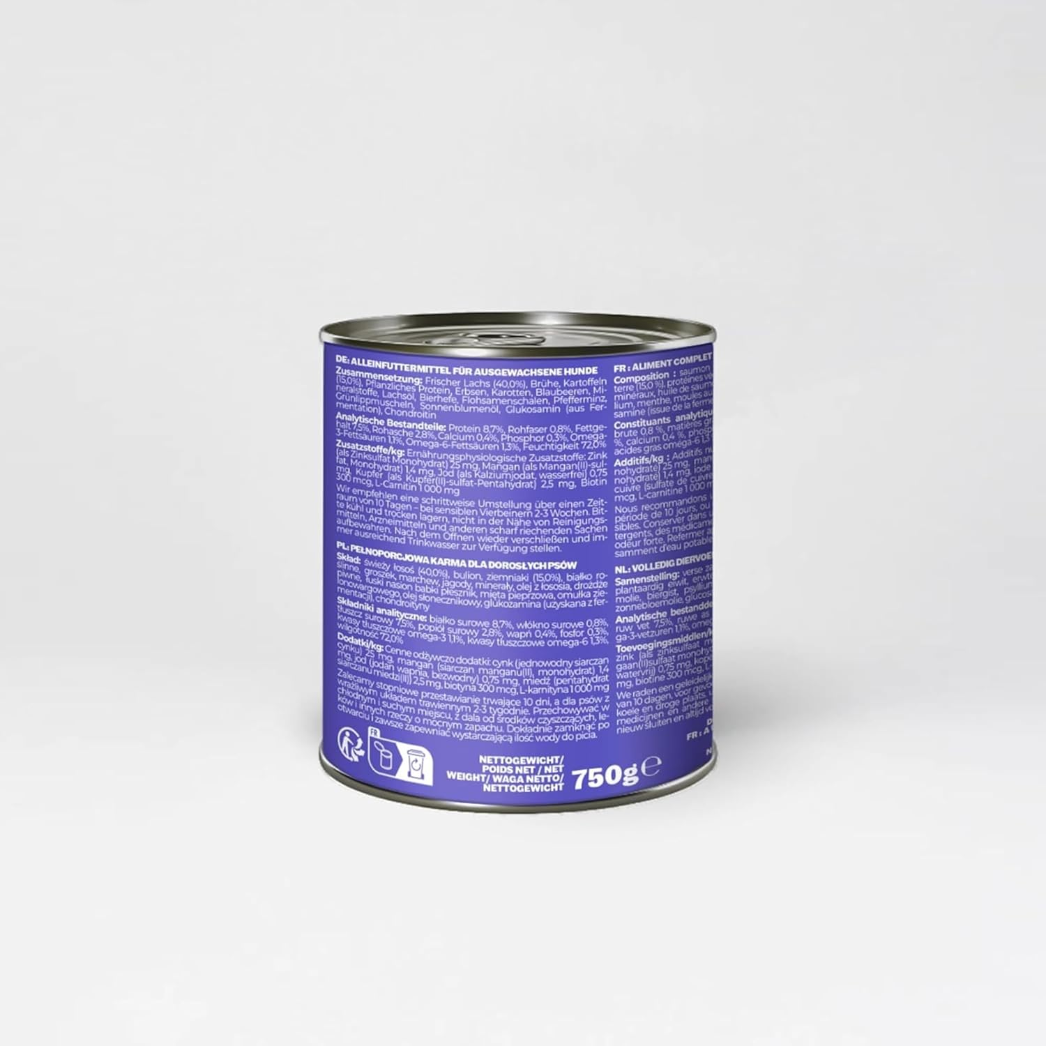 HEY HOLY Nassfutter Bulldogge 6x750g Lachs hochvertraeglich natuerliche Zutaten