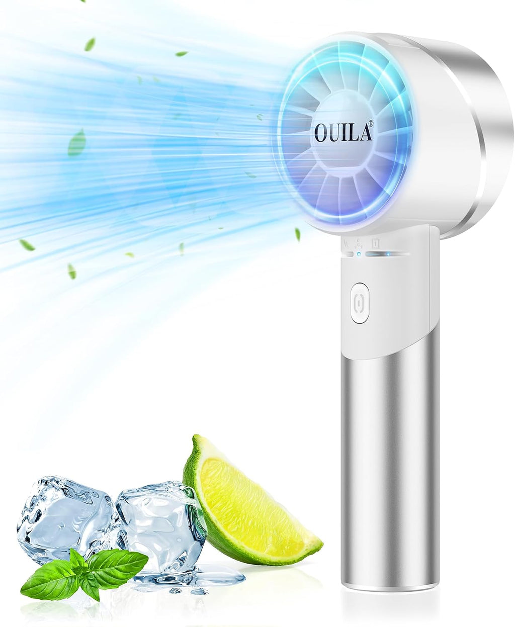 OUILA Handventilator USB 2600 mAh Metallgehaeuse 4 Stufen bis 7000 rpm Schwarz