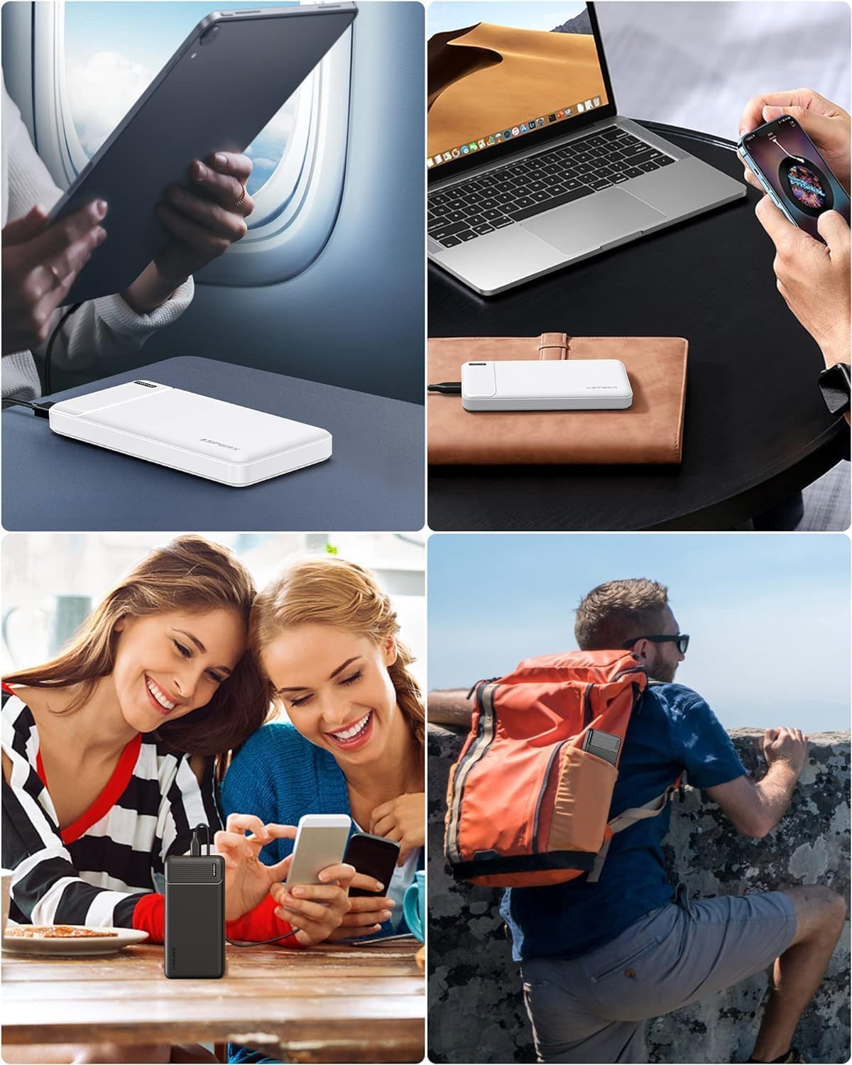 AsperX Power Bank 10000 mAh Dual Pack 4 Ports USB‑C Eingang Ausgang fuer iPhone i