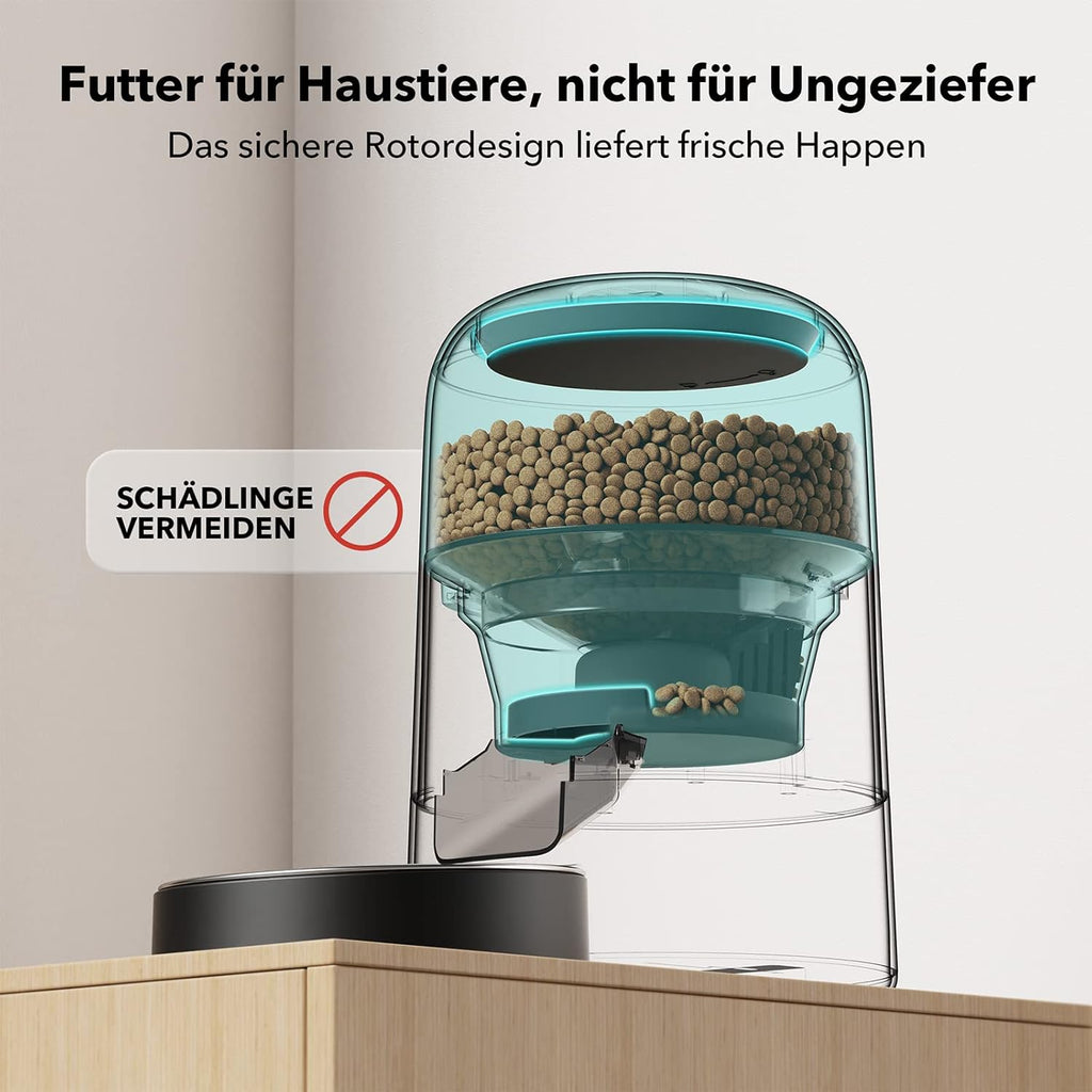 PETLIBRO Intelligenter Katzenfutterautomat kabellos mit App Steuerung, Edelstahl