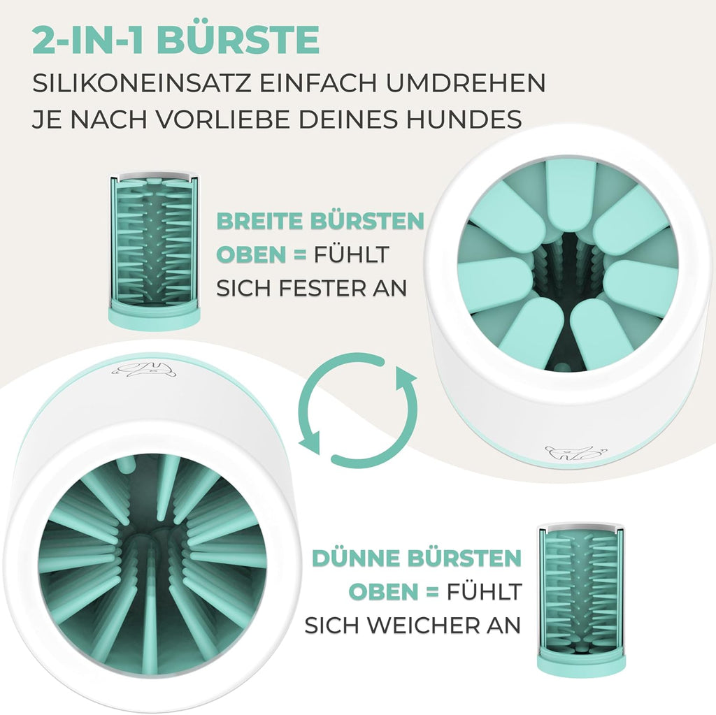 MAGGIE & COOPER Pfotenreiniger Groesse L mit weichen Buersten und Mikrofasertuch