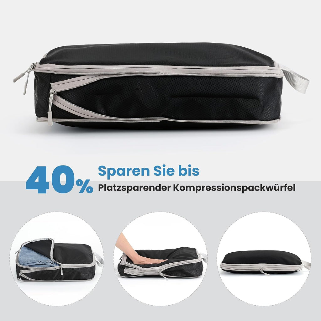 7er Kompressions Packing Cubes Reise Koffer Organizer Set - Packwuerfel