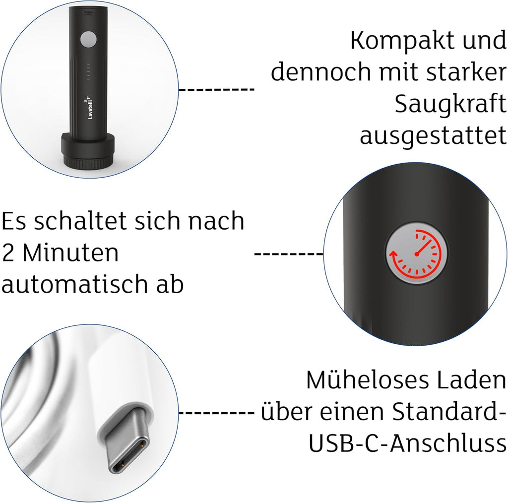 Lavatelli VAC-U-PUMP elektrische Vakuumpumpe USB-C kompakt 45cm-90cm