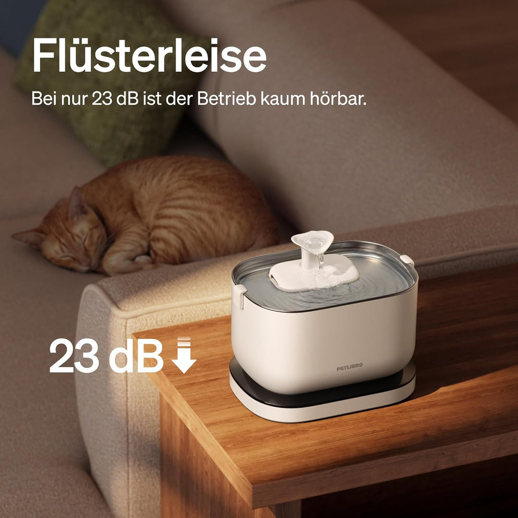 PETLIBRO Kabelloser Katzenbrunnen mit Akku 5000mAh, bewegungsmelder, leise 23dB