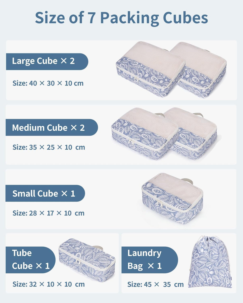 7-teiliges Koffer Organizer Set Packing Cubes Reise-Packtaschen