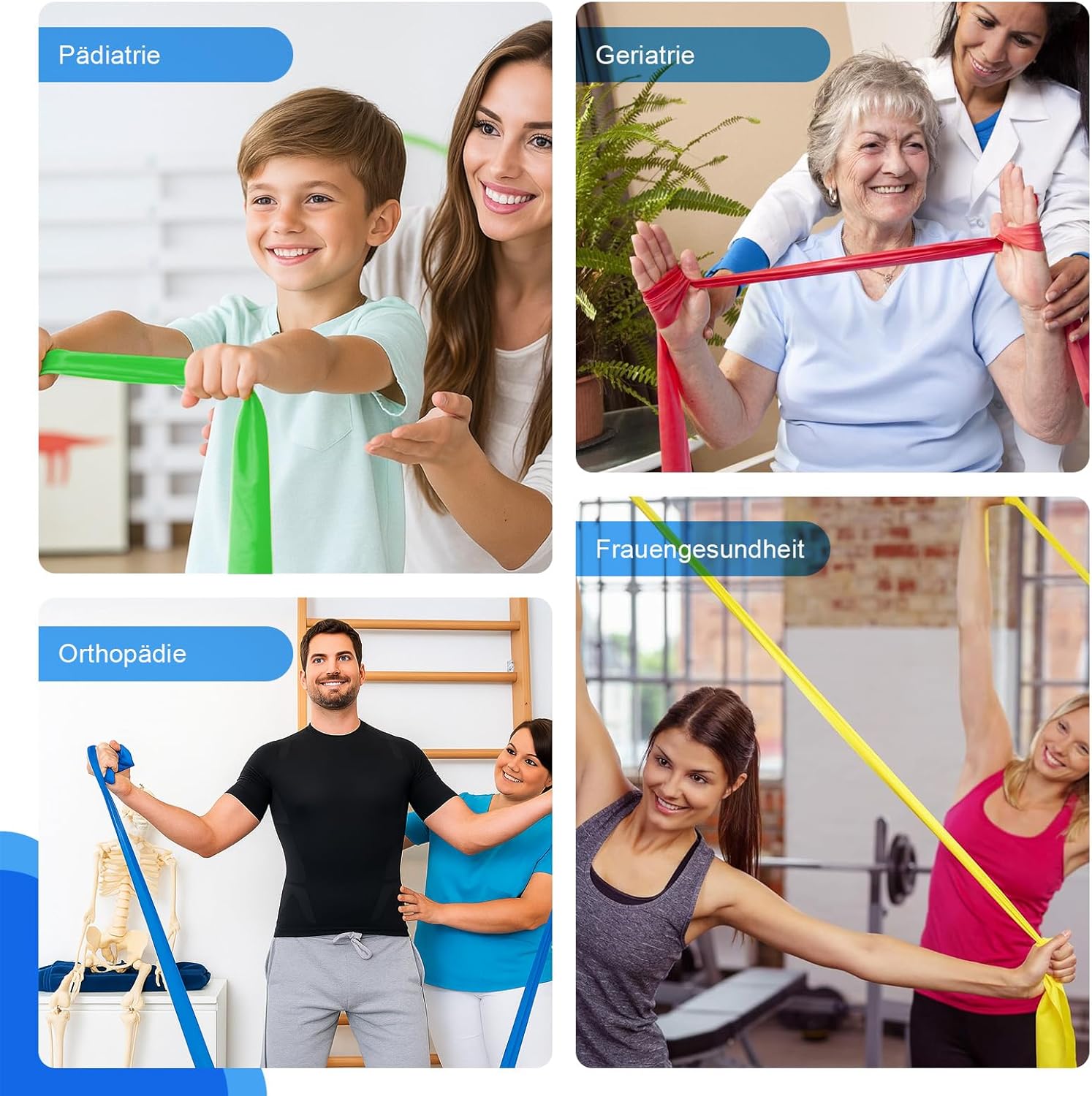 SURFOU Fitnessbaender Set 4 Widerstaende mit Tragetasche fuer Yoga Pilates Krafttra