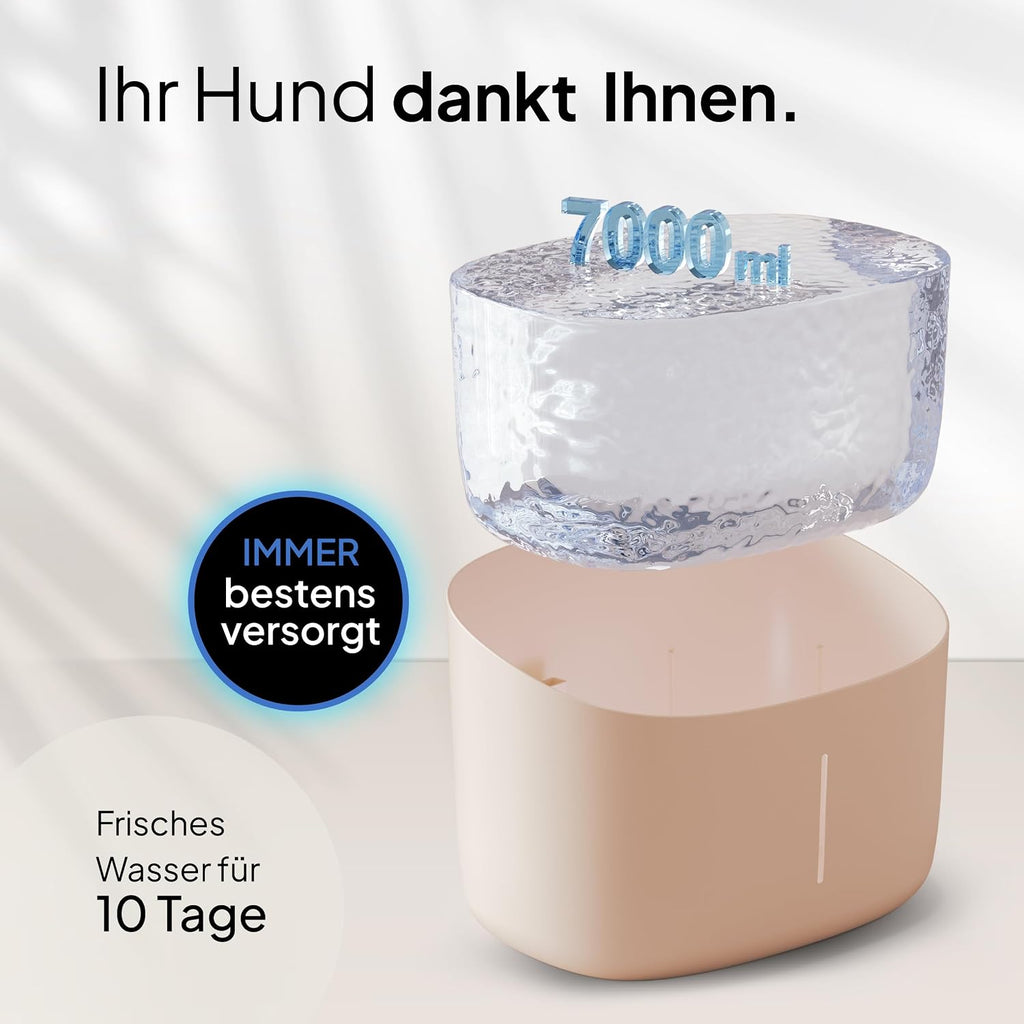 Pretty Paw Trinkbrunnen fuer Hunde leise BPA-frei mit Filter & LED