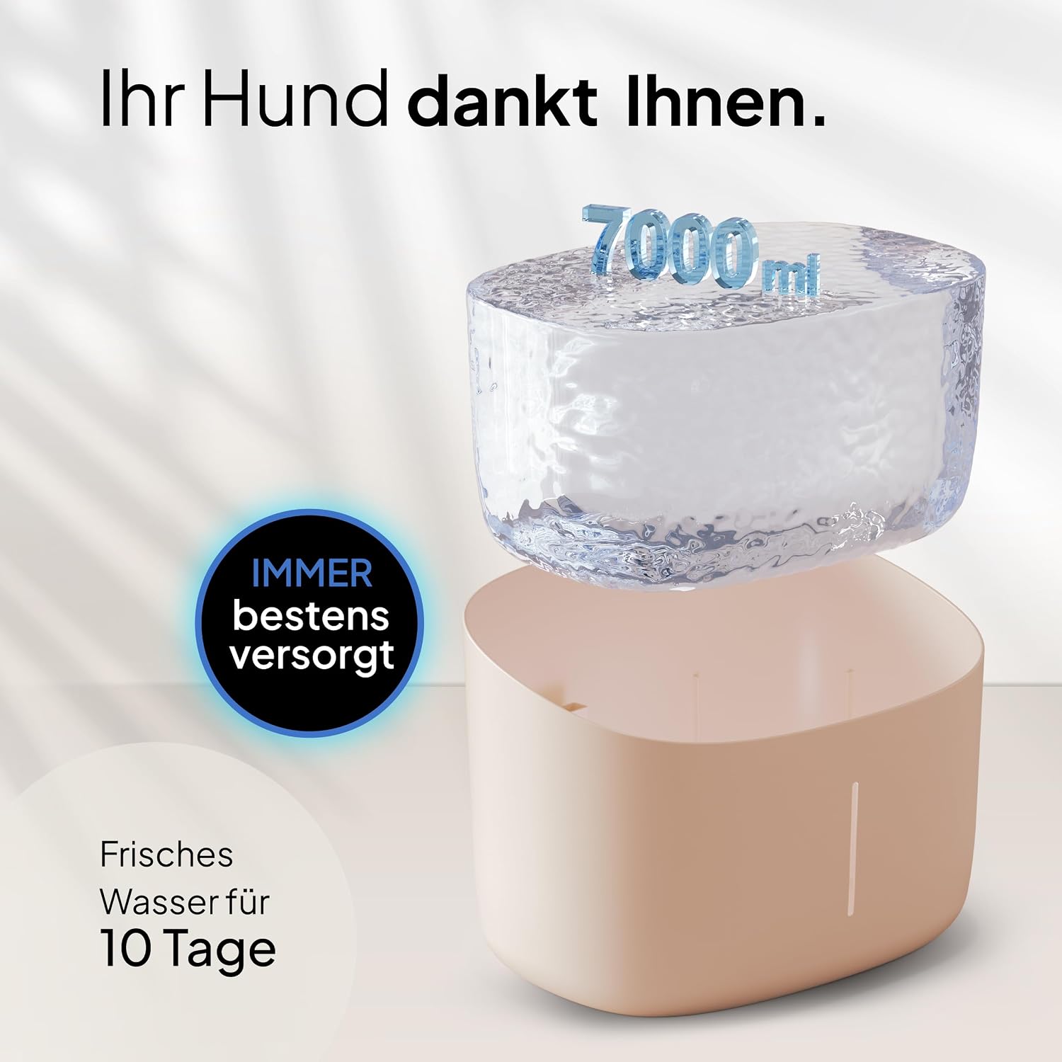 Pretty Paw Trinkbrunnen fuer Hunde leise BPA-frei mit Filter & LED