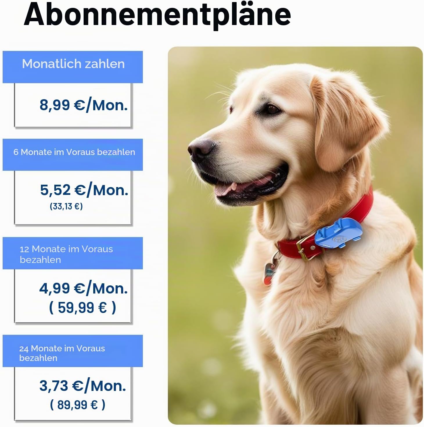 GPS Tracker fuer Hunde 4G wasserdicht mit Echtzeit-Ortung und App Live Tracking