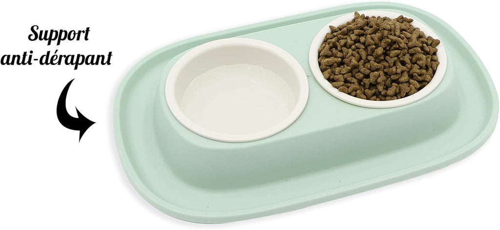 Doppel-Futternapf Hund Katze 2 x 230 ml rutschfest abnehmbar Set