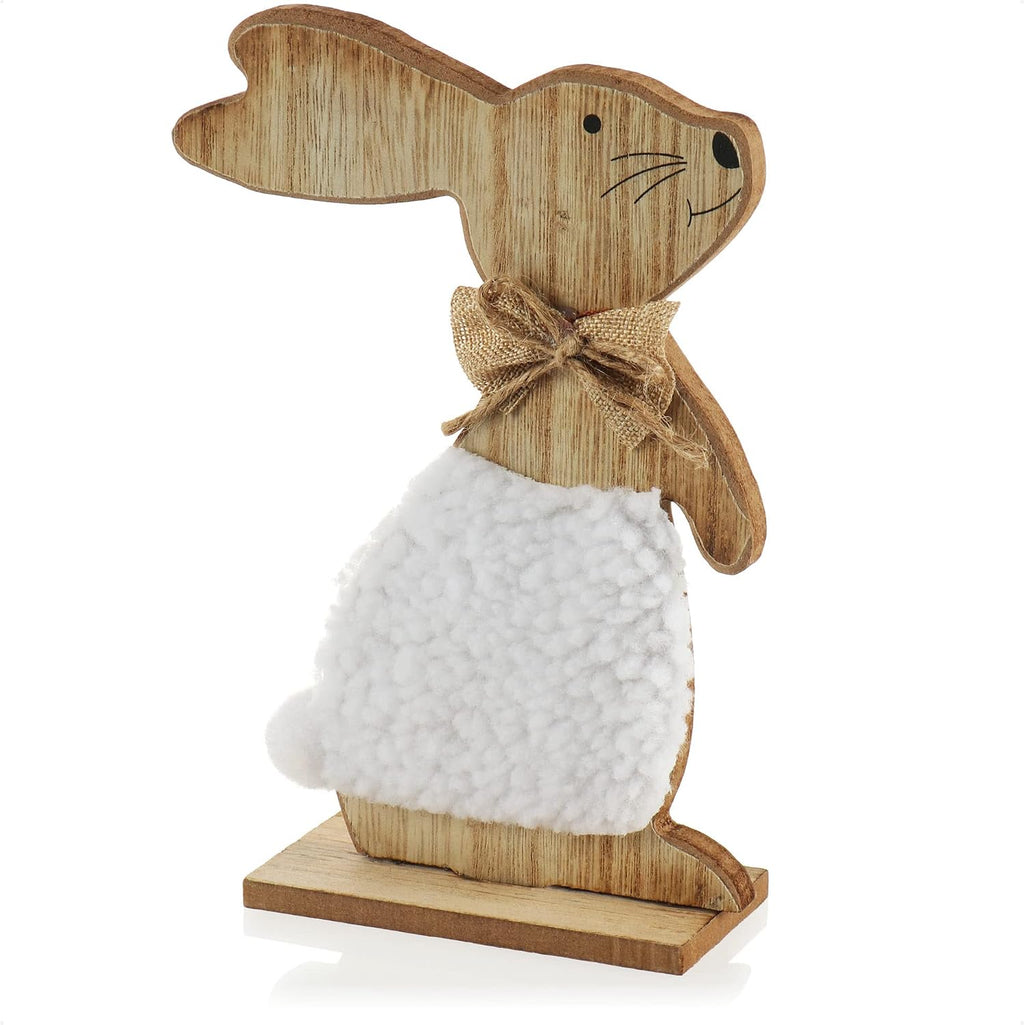 Osterhase Holz Aufsteller 2er Set Deko mit Schleife Fruehling Deko