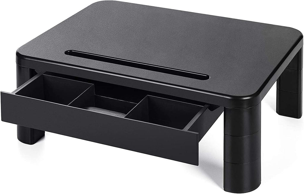 LORYERGO Monitorstaender hoehenverstellbar mit Schublade und Handyhalter PC Organi