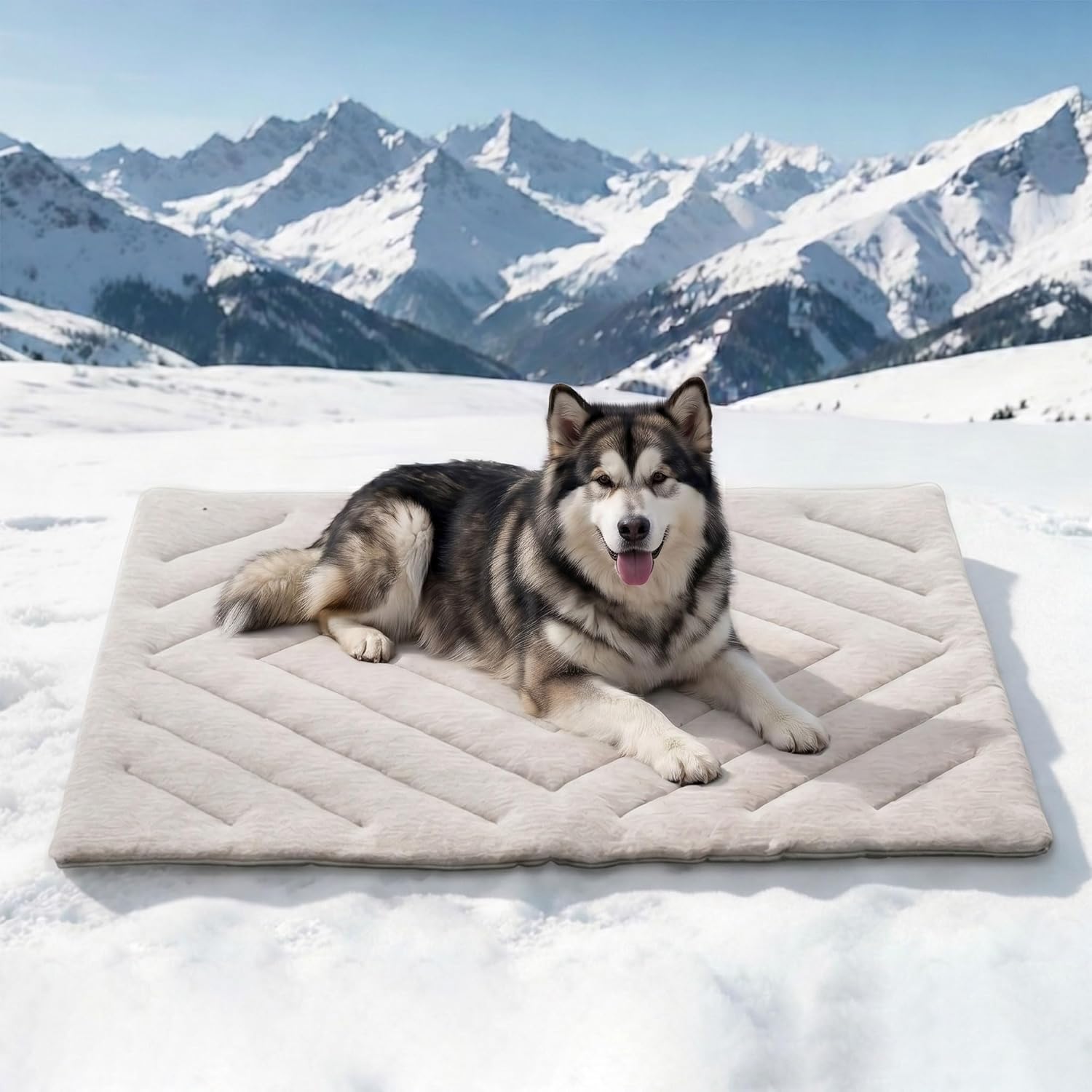 Hundekühlmatte faltbar 2cm selbstkühlend grau X‑groß maschinenwaschbar