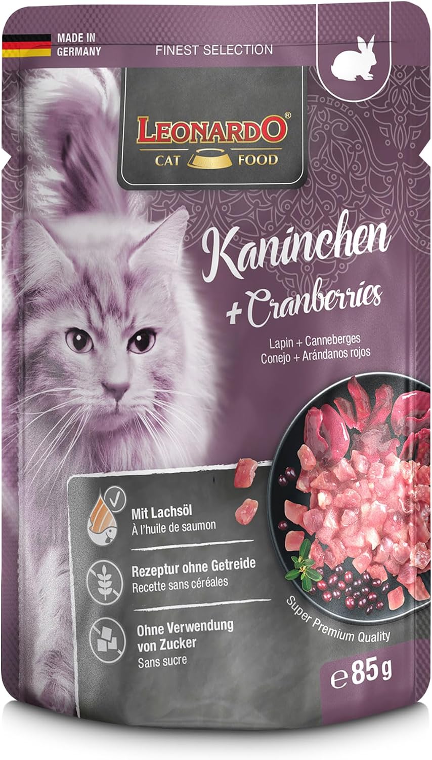 LEONARDO Katzenfutter nass Finest Selection 6x85g Huhn Fasan Kaninchen Ente Kalb