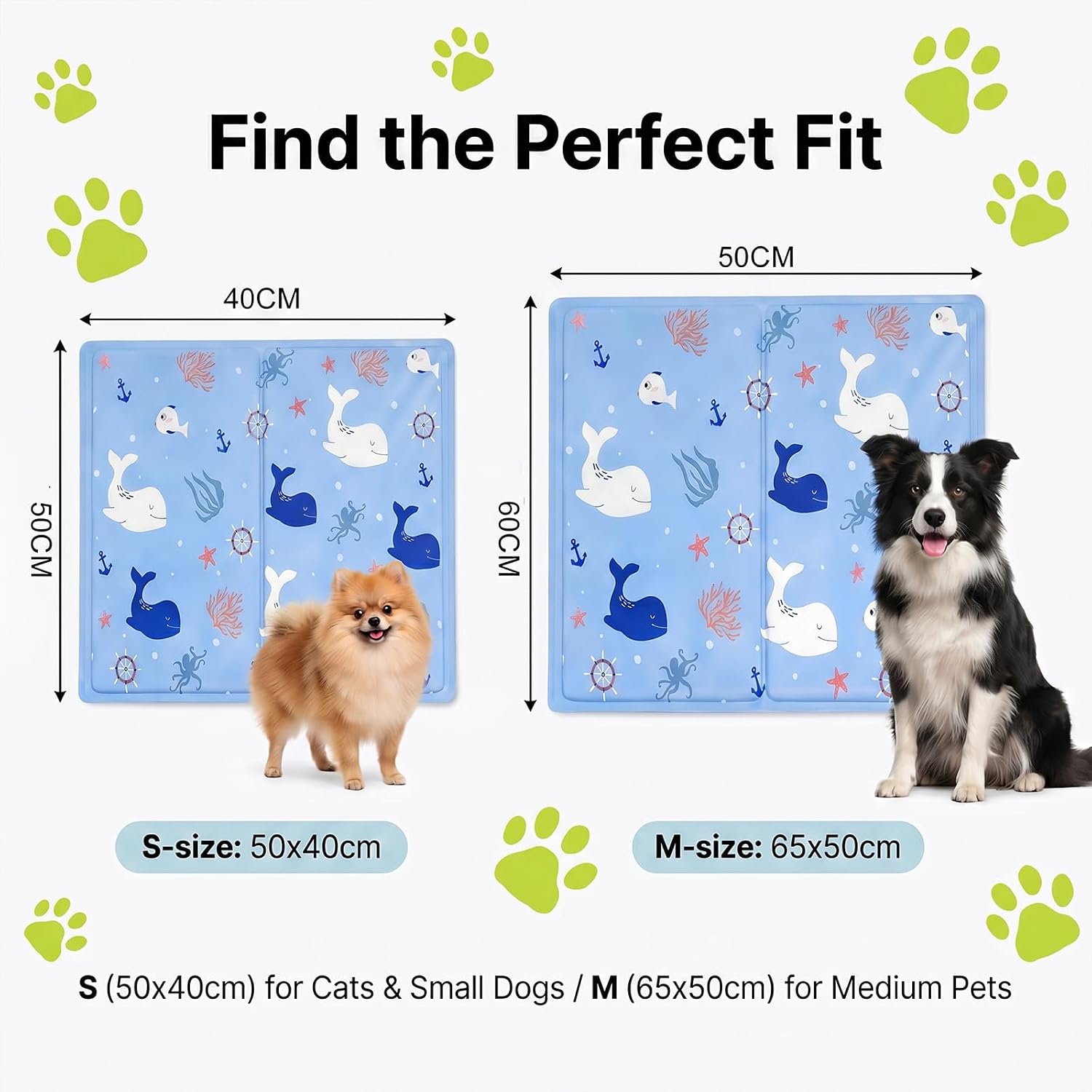 Kuehlmatte Hund Katze 50x60 cm selbstkuehlend Gel waschbar Weiss L