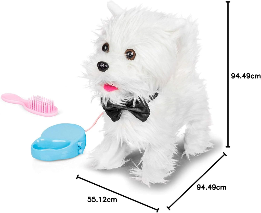 Animigos Walking Westie Plueschhund 22 cm laufend und bellend mit Leine