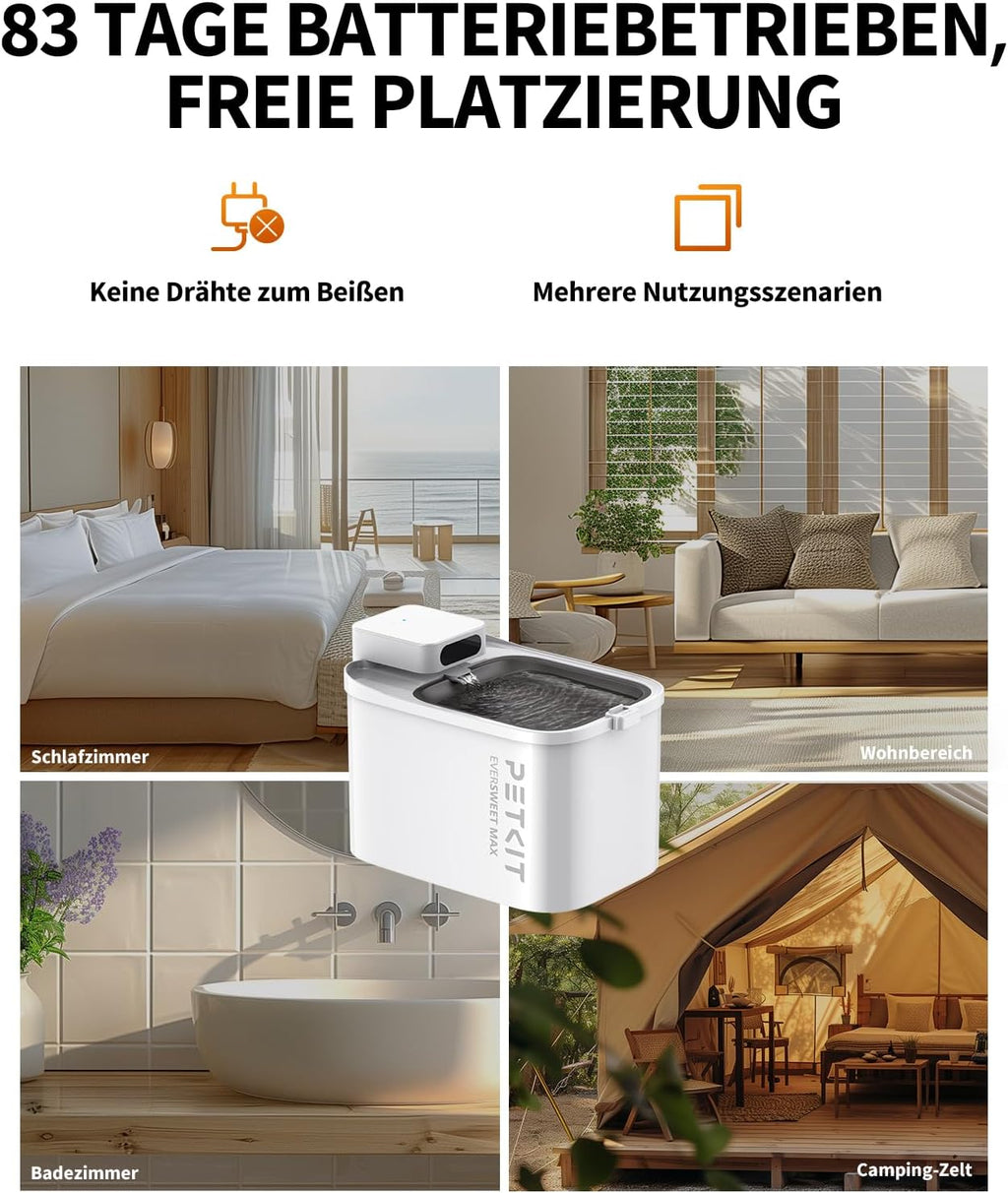 PETKIT Trinkbrunnen Edelstahl BPA-frei leise 26 dB Bewegungssensor spuelmaschi