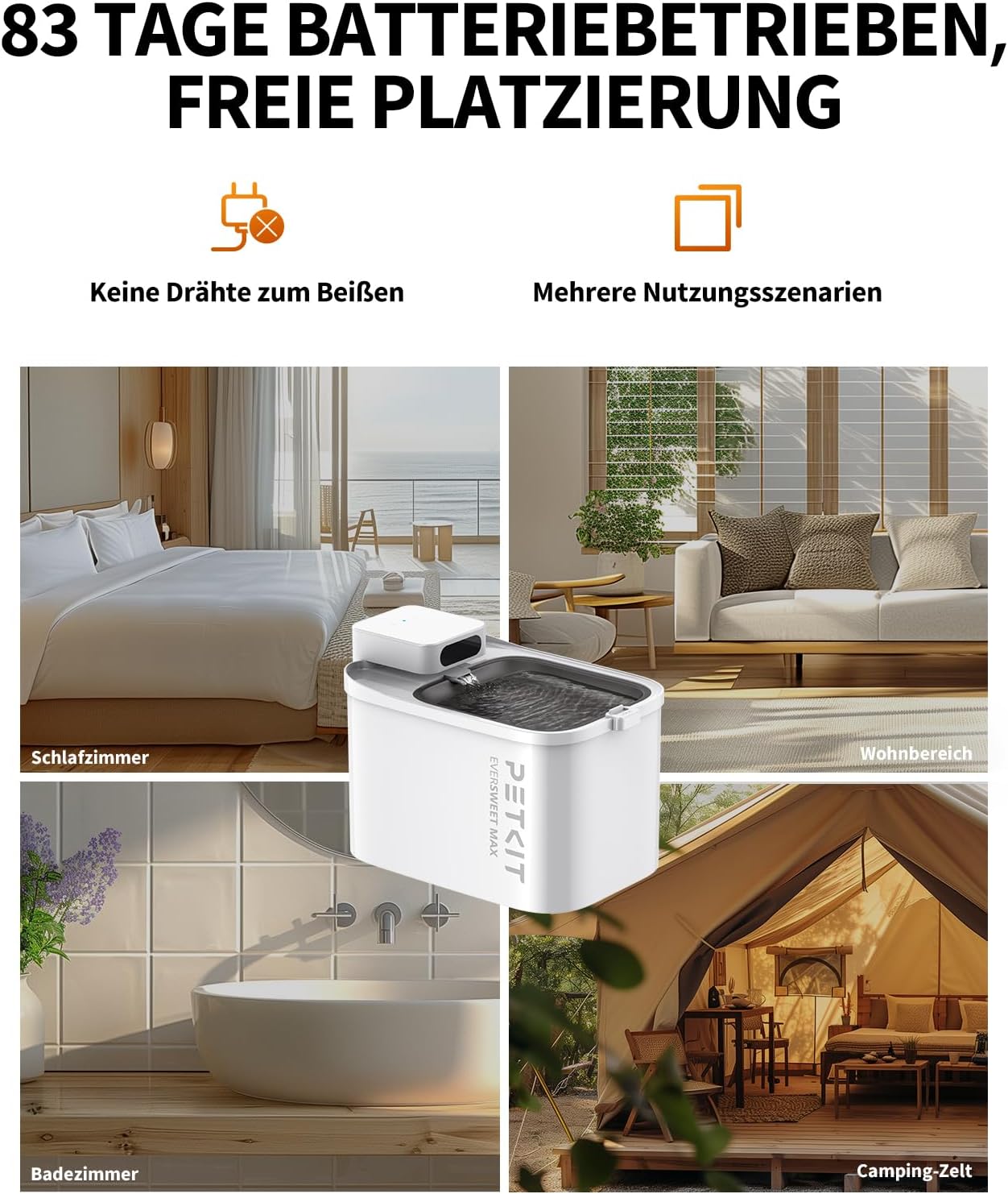 PETKIT Trinkbrunnen Edelstahl BPA-frei leise 26 dB Bewegungssensor spuelmaschi